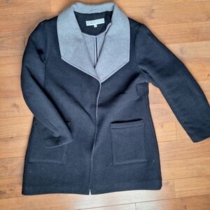 Cleo Women's Black and Gray Wool Blend Coat Size Large Petite